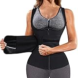 GAODI Women Waist Trainer Vest Slim Corset Neoprene Sauna Tank Top Zipper Workout Body Shaper Shirt (L, Black Sauna Vest)