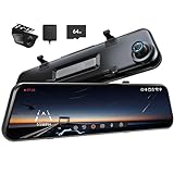 Pelsee P12 Pro Max 4K+2.5K Mirror Dash Cam With Wi-Fi, Front and Rear Cameras, Night Vision, Voice Control, 64GB Card & GPS for Cars and Trucks