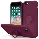MOCCA Compatible with iPhone SE 2022 Case 4.7inch,iPhone SE3 Case,iPhone SE 2020 Case/iPhone 8 Case with Ring Kickstand | Microfiber Lining | Shockproof Stand Case for iPhone 7/8/SE2/SE3 - WineRed