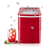 Electactic Ice Maker Countertop Portable Ice Maker Machine Self-Cleaning 30lbs/5Mins/24Hrs 2 Mode Ice Machine Counter Ice Maker with Scoop&Basket for Home/Office/Bar/RV Use Red