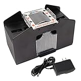 GSE 4-Deck Automatic Card Shuffler, AC/DC-Power & Battery-Operated Electric Shuffler Machines for Playing Cards, Blackjack, Texas Hold'em, Canasta, Rummy, UNO, Bridge, Trade Card Games