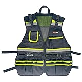 AISENIN Reflective Safety Tool Vest with Multi-pockets and Zipper,Heavy Duty Tool Vest for Electricians Carpenter (Fluorescent Green)