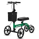 ELENKER Best Value Knee Walker with 10' Front Wheels Steerable Medical Scooter Crutch Alternative with Dual Braking System Green