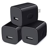 Wall Charger Cube,1A/5V Single Port USB Wall Plug 3 Pack Travel Black Charging Block Box Adapter Compatible iPhone,Samsung Galaxy A21 A51 A71 S20 S10 S9 S8,A10e,A90,Note20/10,Moto G7 G6,LG Stylo 6/5/4