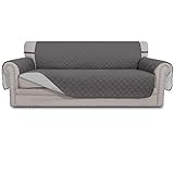 Easy-Going Sofa Slipcover Reversible Sofa Cover Water Resistant Couch Cover with Foam Sticks Elastic Straps Furniture Protector for Pets Kids Children Dog Cat (Sofa, Gray/Light Gray)