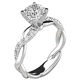 Bokeley Womens Diamond Wedding Ring, Silver Bridal Zircon Diamond Band Couple Men Women Engagement Ring Jewelry Valentines Gift (D/Size 8)