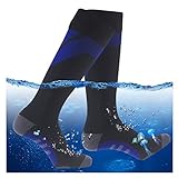 RANDY SUN Waterproof Socks for Men, Unisex Knee High Military Socks Neoprene Socks for Women Hiking Kayaking Wading Socks Unisex Black&Blue&Gray, Large