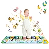 Kids Musical Piano Mats, 43.3'' x14.1'' Floor Piano Keyboard Mat with 8 Animal Sounds Blanket Touch Playmat Funny Touch Play Dancing Mat Early Education Toys for 3+ Years Old Girls Boys Gifts