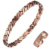 Vicmag Copper Magnetic Bracelet for Women Magnets Brazaletes 99.9% Solid Pure Copper Jewelry Valentine's Day Gift for Her (Adjustable Size with Gift Box)