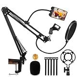 Microphone Stand, RenFox Adjustable Mic Stand Desk Suspension Scissor Arm Mic Boom Arm for Blue Yeti, Snowball & Other Mics for Professional Streaming, Voice-Over, Recording, Games