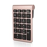 Gugxiom Bluetooth Number Pad,Bluetooth 5.0 Wireless Number Pad with Shortcut Keys,22 Keys Portable Financial Accounting Extensions 10 Keys for Laptop Desktop, PC, Pad,Notebook (Gold)