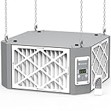 Denwenny 360 Degree Intake Air System Woodworking Shop - (1350CFM) with Strong Vortex Fan, Built-in Ionizer, Shop Dust Collectors, Hanging for Garage, Works Shop, KingMaster F12D Gray (2024 Updated)