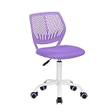 FurnitureR Writing Desk Chair for Teens Boys Girls,Home Office Chair with Breathable PP Mid Back, Armless,Height Adjustable,360 Swivel Chair,Purple