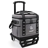 TOURIT Portable 50-Can Collapsible Rolling Soft Cooler with 29L Space & Reinforced All-Terrain Cart with Wheels Easy Transportation, Beach Ice Chest, Large Leakproof Travel Cooler for Grocery Shopping