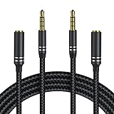 Jeselry 2 Pack 3.5mm Headphone Extension Cable (4Ft/1.2M), 4 Pole Hi-Fi Stereo Sound Audio Cable, Nylon Braided Male to Female AUX Cord, Auxiliary Extender for All 3.5 mm Enabled Devices - Black