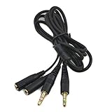 Simoutal 5ft Gaming Headset Extension Cable, Audio Mic 2-in-1 Computer Headphone Cord(3.5mm Plug-Jack)