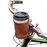 Hide & Drink, Cruzy Leather Bike Handlebar Cup Holder, Insulated Beverage Pouch for Commuters, Minimalist Bikers, Cyclers, Urban Nomad (Bourbon Brown)