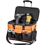 VEVOR 20-inch 17 Pockets Rolling Tool Bag, Oxford Fabric Material Telescoping Handle, 200lb Load Capacity for Garden Electrician Tool Organization Electrician Tool Organization