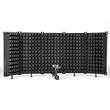 Isolation Shield, Moman RF30 Mic Shield with Three-layer Noise Suppression, Reflection Filter with 3/8' & 5/8' Adapters for Studio Recording, Podcast, Isolation-Shield-Microphone-Absorbing-Reflector