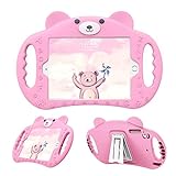pzoz Case Compatible for iPad Mini 1/2/3/4 Case for Kids Shockproof Silicone Handle Stand Proof Boys Bear Cover for Apple iPad Mini 1st Generation Gen 7.9'' 1 2 3 4 (Pink)