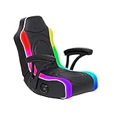 X Rocker Emerald RGB LED Youth Floor Rocker Gaming Chair for Kids, Youth Aged 5-9, Built in Audio System, 30.3' x 26.4' x 22.2', Amazon Exclusive, Black