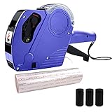 MX-5500 8 Digits Price Tag Gun with 5000 White Sticker Labels and 3 Extra Inker, Price Gun with Labels Kit, Label Maker Pricing Gun Kit, Numerical Tag Gun for Office, Grocery Store Marking (Blue)