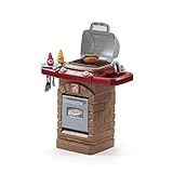 Step2 Fixin' Fun Outdoor Grill | Plastic Toy Grill & Play Food | Pretend Play Grilling Set, Brown (85317)