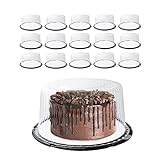 (15 Pack) Disposable Plastic Cake Storage Container 10 Inch With Firm Plastic Lid, Secure Seal And Sturdy Cake Board Ideal For 2-3 Layer Cake, Wedding Or Birthday Cake
