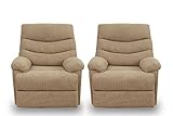 Nathaniel Home Upholstered Fabric Chair Set of 2 Single Reclining Sofa with Soft Thick Cushion for Elderly Lounge Bedroom Living Room Home Theater Seating, Mocha Brown