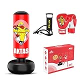 AKTAS Ninja Kids Punching Bag,Inflatable Boxing Bag Toy for Kids Age 6-10,Best Gifts for Kids,Karate,Kickboxing,Taekwondo,MMA,Red