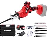 GardenJoy Cordless Power Reciprocating Saw: 21V Electric Compact Saw with 3.0Ah Battery and Charger, 6 Saw Blades, Variable Speed, Battery Powered Saw with Tool Box for Woods/Metal/Plastic Cutting