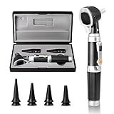 Scian Otoscope - Ear Scope with Light, Fiber Optic Otoscopes with Hard Plastic Case, Pocket Diagnostic Ear Infection Detector for Kids Adults Home Use (Black)