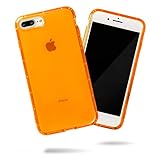 SteepLab Neon Highlighter Case for iPhone 8 Plus & iPhone 7 Plus (5.5' Screen) - The Grippy Jelly Case w/Protective Air Pockets (Intense Bright Orange)