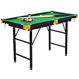 Costzon 47' Folding Billiard Table, Pool Game Table Includes Balls, Cues, Triangle, Chalk, Brush for Kids, Multipurpose Game Table for Parties & Family Gatherings (Black & Green)
