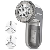 BEAUTURAL Fabric Shaver and Lint Remover, Sweater Defuzzer with 2-Speeds, 2 Replaceable Stainless Steel Blades, Battery Operated, Remove Clothes Fuzz, Lint Balls, Pills, Bobbles Gray
