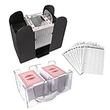 GSE Canasta Cards Game Set with 6-Deck Red Canasta Cards with Point Values, 6-Deck Automatic Card Shuffler, a Revolving Canasta Card Holder Tray, 100 Sheets of Canasta Score Pads