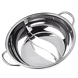 UPKOCH Stainless Steel Shabu Hot Pot Divided Hot Pot Pan Dual Sided Soup Cookware Cooking Pot with Divider for Induction Cooktop Gas Stove