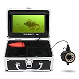 MOOCOR Underwater Fishing Camera, Upgraded 720P Camera w/ DVR, Portable Video Fish Finder with 1280x720 IPS 7 inch Screen, 12pcs IR and 12pcs LED White Lights for Ice, Lake, Boat, Sea Fishing