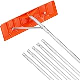 VEVOR Snow Roof Rake, 25' Plastic Blade Snow Removal Tool, 21ft Reach Aluminium Handle, Superior Roof Shovel with Anti-Slip Handle Grip, Easy to Setup & Use for House Roof, Car Snow, Wet Leaves