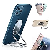 Foldable Cell Phone Stand for Desk, Adjustable Cellphone Ring Holder Finger Kickstand for Office Desktop & Magnetic Car Mount, Rotatable Multi-Angle Hand Grip for iPhone 15 and Smartphones Back Case