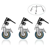 Professional Swivel Caster Wheels Set for Heavy Duty Photography C Stand with 25mm Diameter, Universal Rotation with Brake, 3pcs All Metal Material for Studio Photo Video Shooting
