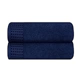 GLAMBURG 100% Cotton 2 Pack Oversized Bath Towel Set 28x55 Inches, Ultra Soft Highly Absorbant Compact Quickdry & Lightweight Large Bath Towels, Ideal for Gym Travel Camp Pool - Navy Blue