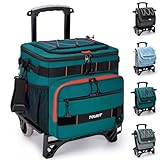 TOURIT Collapsible 48-Can Leak-Proof Insulated Rolling Cooler with All-Terrain Cart, Upgraded Fixtures and New Wheels Suitable for Beach, Picnic, Shopping