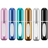 BeautyChen 6 Pack 5ml Refillable Perfume Atomizer Spray Bottle Portable Mini Empty Easy to Fill Scent Aftershave Pump Case Travel Outgoing Purse Multicolor