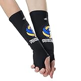 HiRui Volleyball Arm Guards Arm Sleeves, Passing Forearm Sleeves with Protection Pads and Thumb Hole for Kids Youth Women Men (Black, Small)