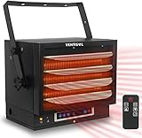 VENTISOL 7500W Electrical Garage Heater 240V Digital Space Heater Ceiling Mounted Fan Forced with Timer, Remonte Control, Theromstat Hard-wired Installation for Indoor Shop, Home,Workshop,ETL Listed