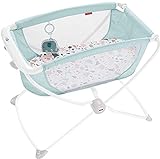 Fisher-Price Rock with Me Bassinet Pacific Pebble, Portable Bassinet with Rocking Motion and Soothing Features for Newborns and Infants