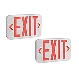 AmazonCommercial LED Emergency Exit Sign, UL Certified, 2-Pack, Double Face Exit with Battery Backup, white