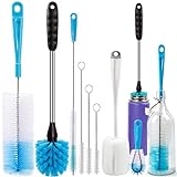 Holikme 8 Pack Bottle Brush Tube Cleaning Set, Long Handle Bottle Cleaner for Washing Narrow Neck Beer Bottles Wine Decanter Narrow Cup Pipes Sinks Cup Cover, White