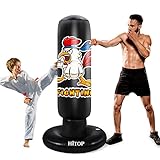 HITOP Punching Bag for Kids and Adult - 61' Extra Large Heavy Duty Inflatable Boxing Bag with Stand - Karate Gifts Stocking Stuffers for Boys Kids Men